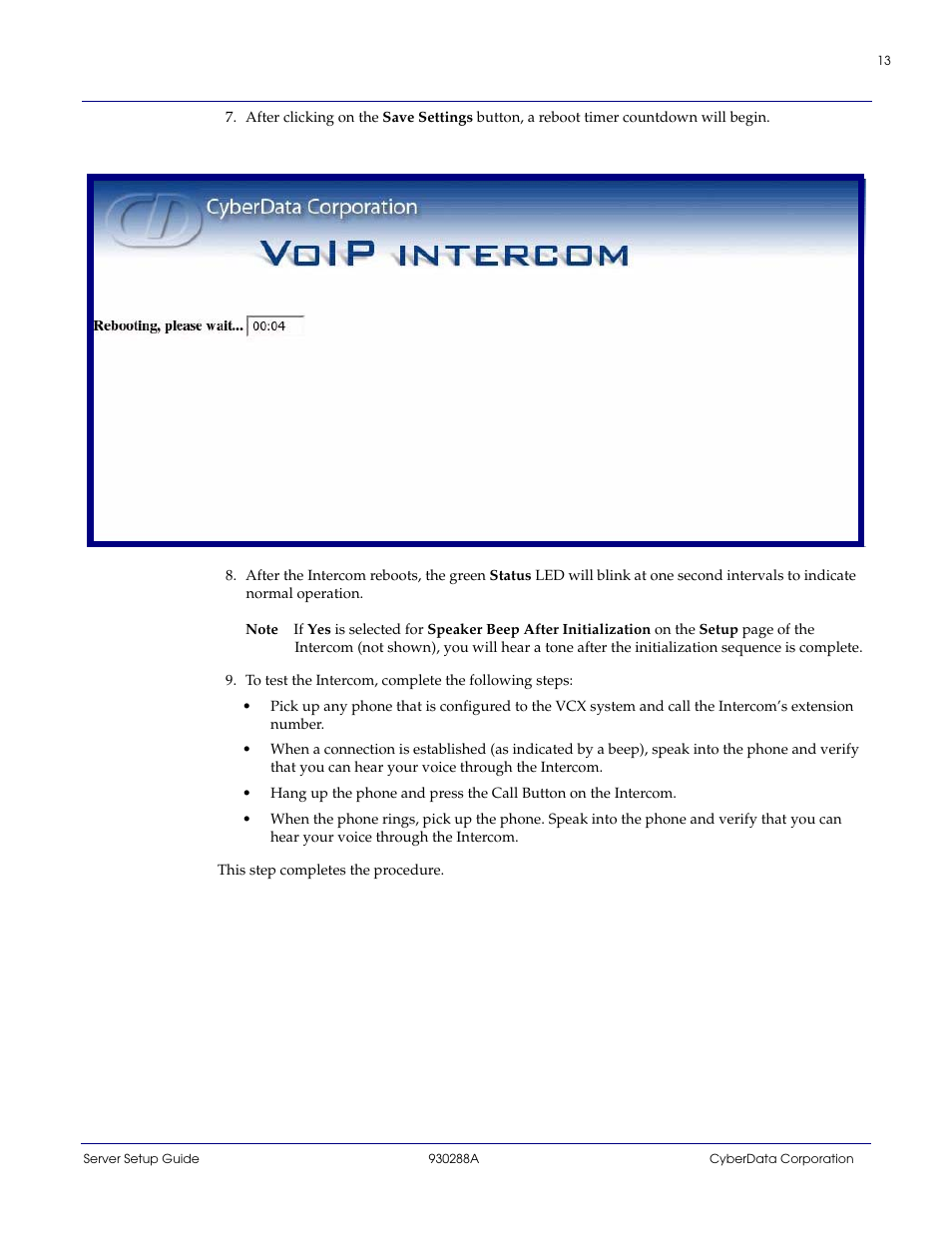 CyberData 3COM VCX PBX User Manual | Page 13 / 13