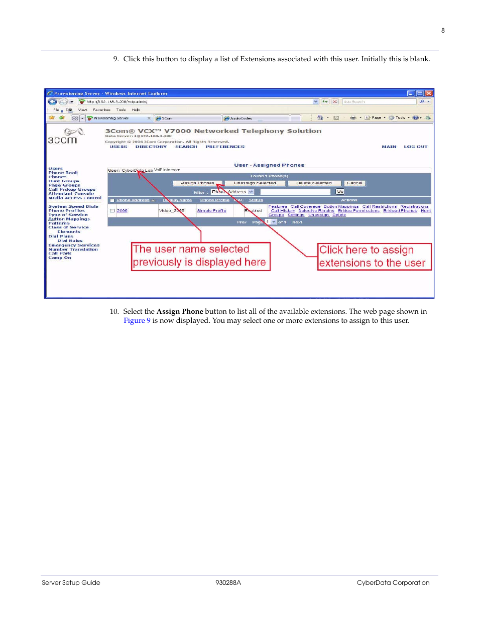 CyberData 3COM VCX PBX User Manual | Page 8 / 13