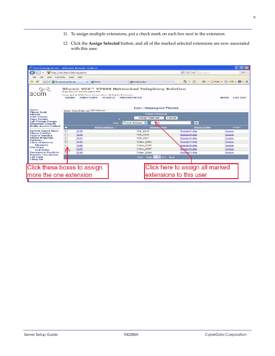 CyberData 3COM VCX PBX User Manual | Page 9 / 13