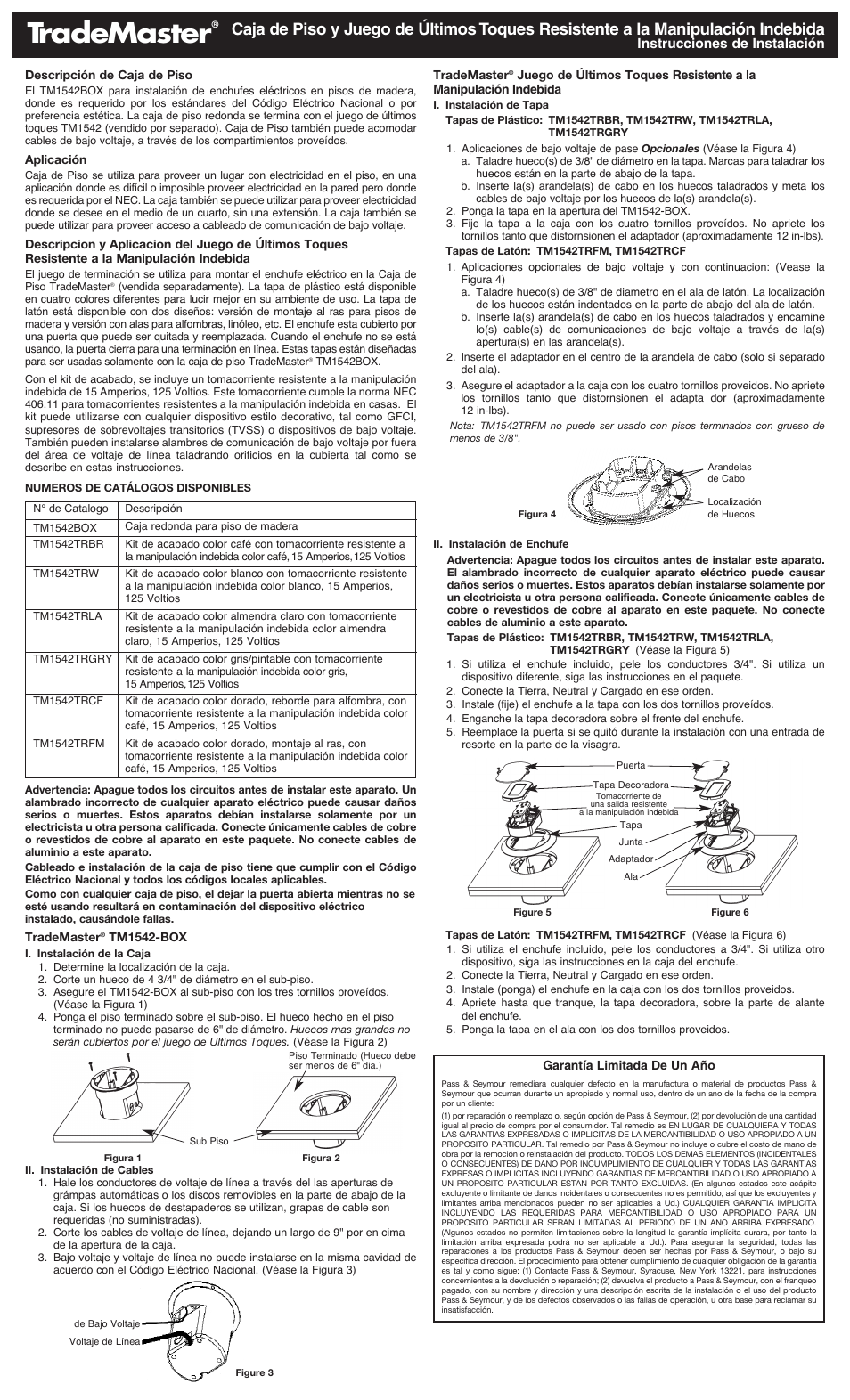 Trademaster | Legrand TM1542TRCF User Manual | Page 2 / 2