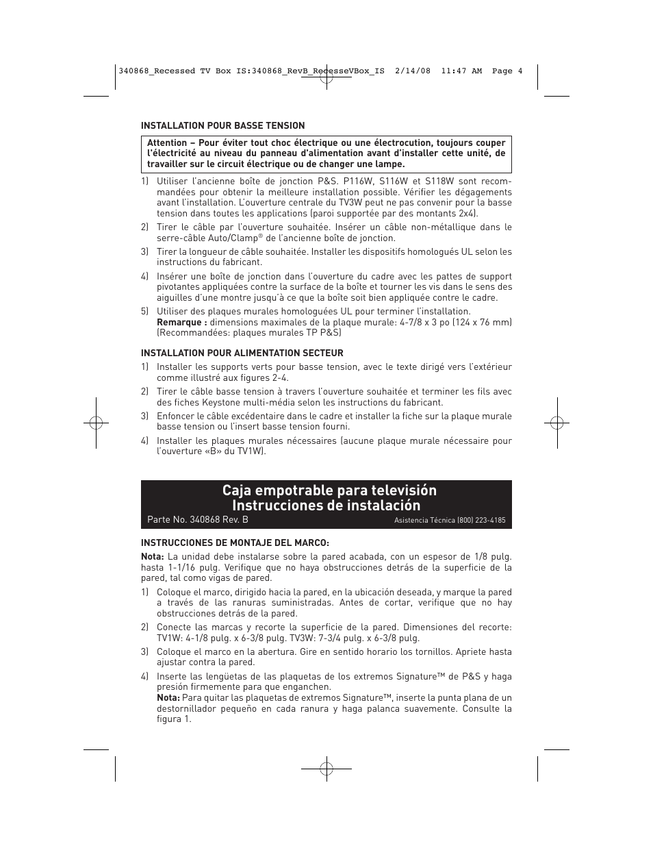 Legrand TV1WBK User Manual | Page 3 / 4