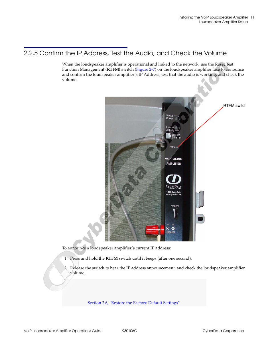 Caution | CyberData Part #010861 User Manual | Page 17 / 44