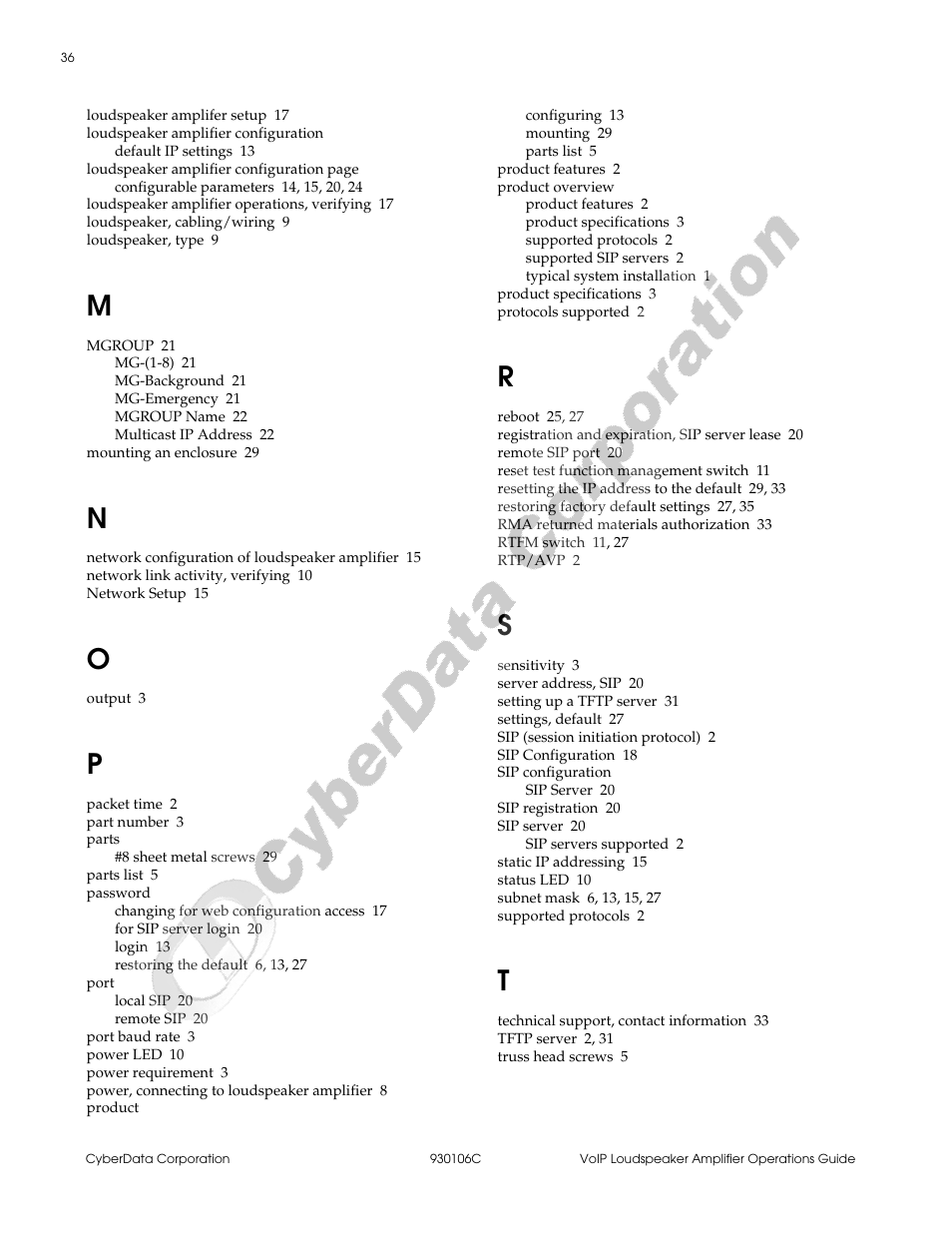 CyberData Part #010861 User Manual | Page 42 / 44