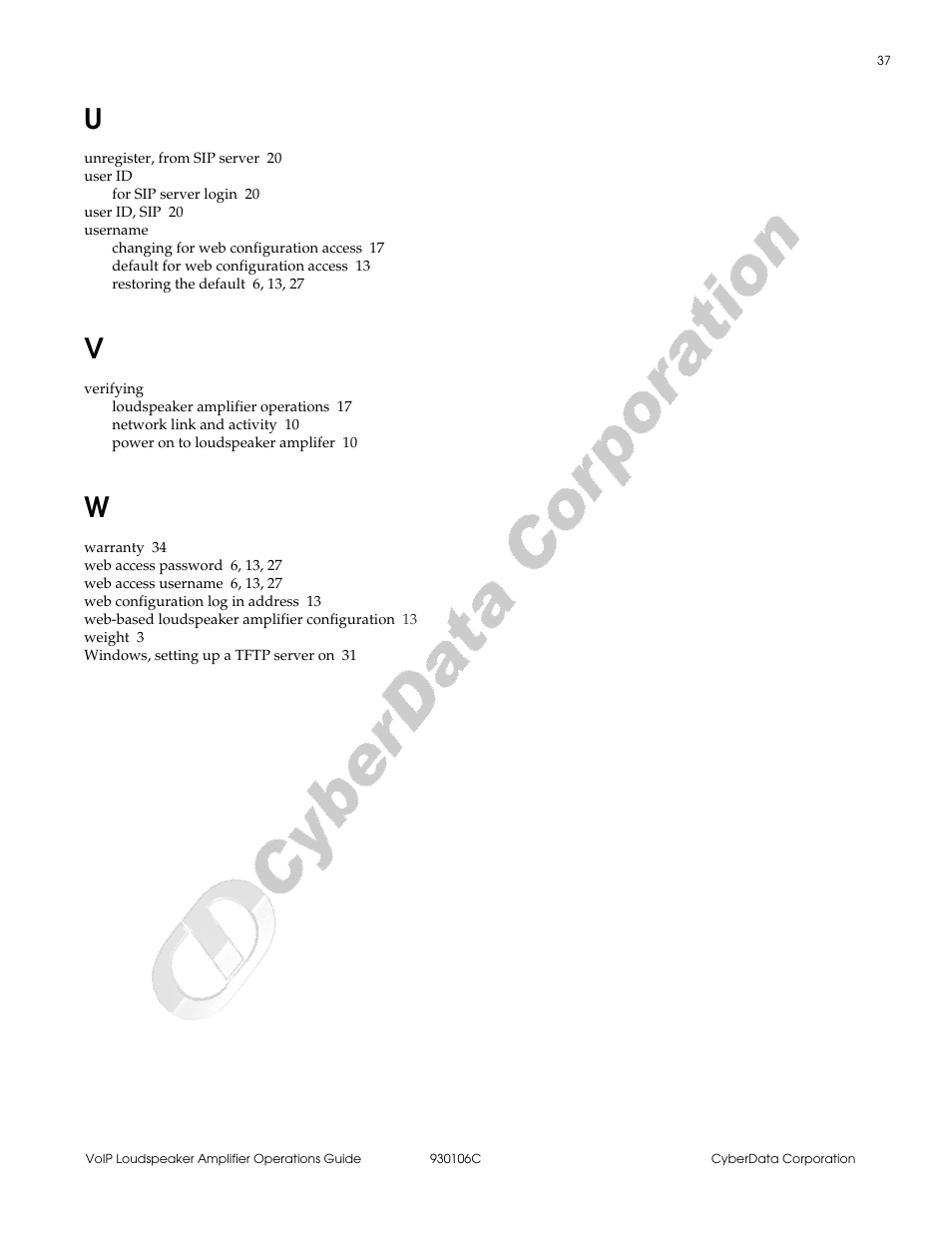 CyberData Part #010861 User Manual | Page 43 / 44