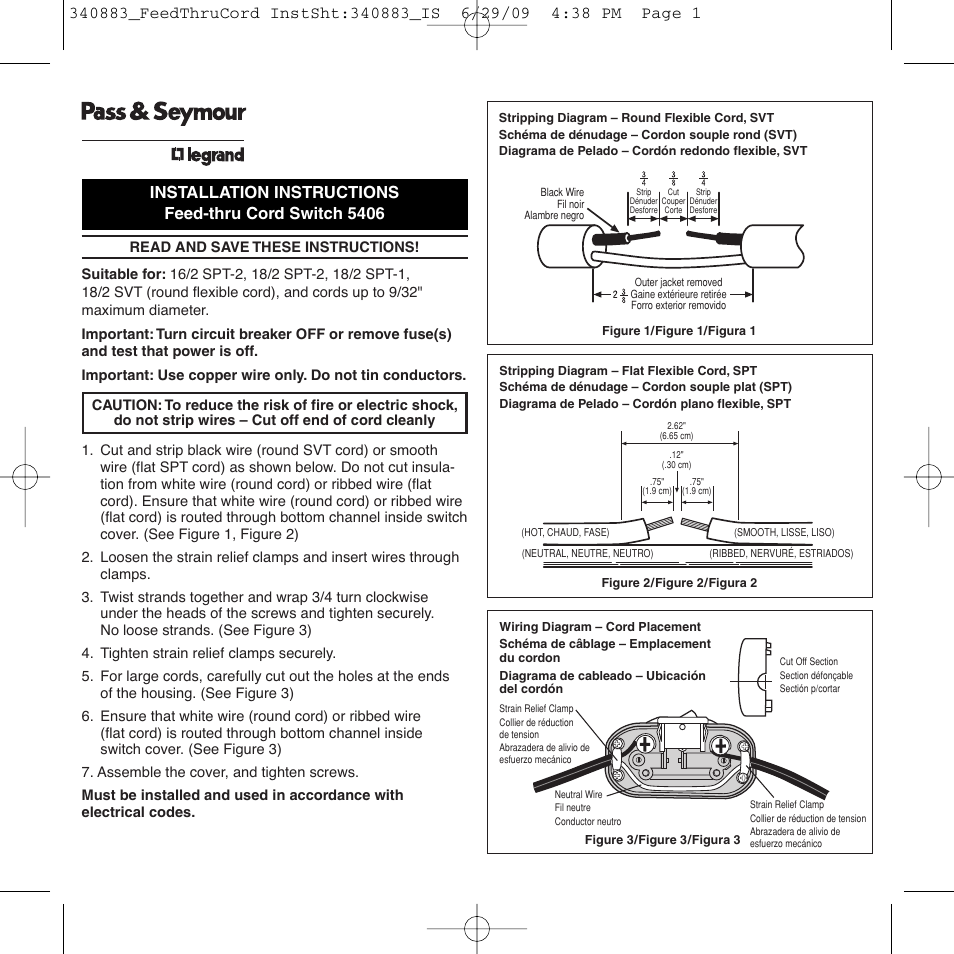 Legrand 5406BK User Manual | 2 pages