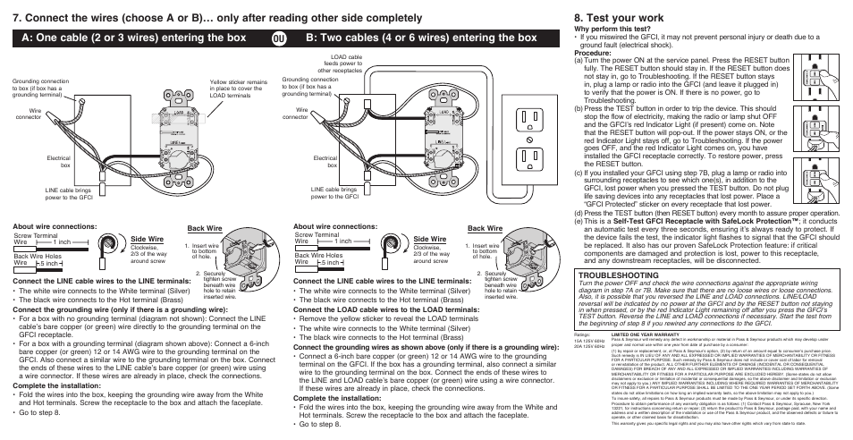 Test your work | Legrand 1595H Series GFCI Receptacle Rev.B User Manual | Page 2 / 2