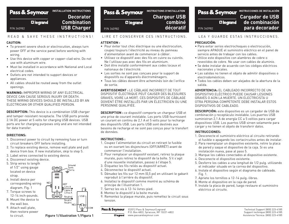 Legrand TR8200HUSBI User Manual | 1 page