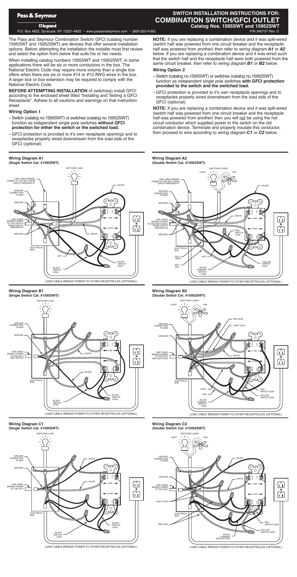 Legrand 1595SWT User Manual | 2 pages