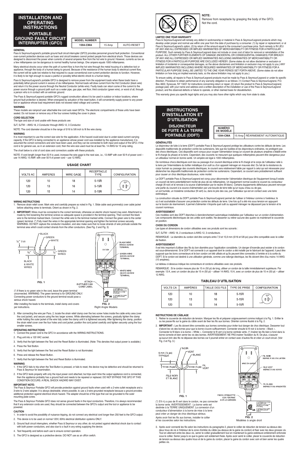 Legrand 1594CMA User Manual | 2 pages