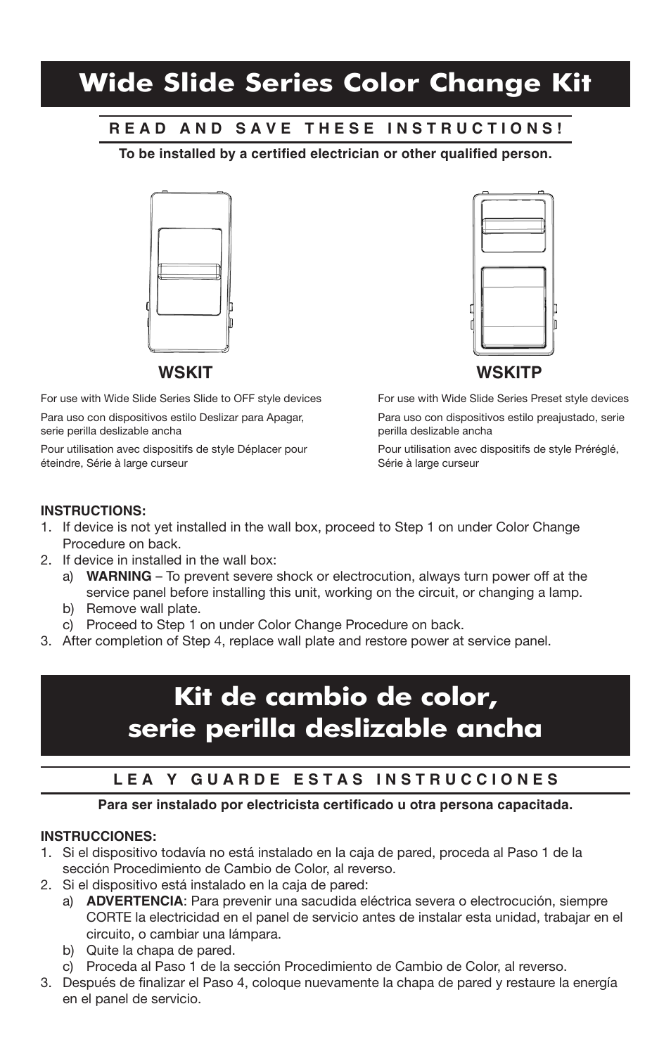 Legrand WSKITPBK User Manual | 2 pages