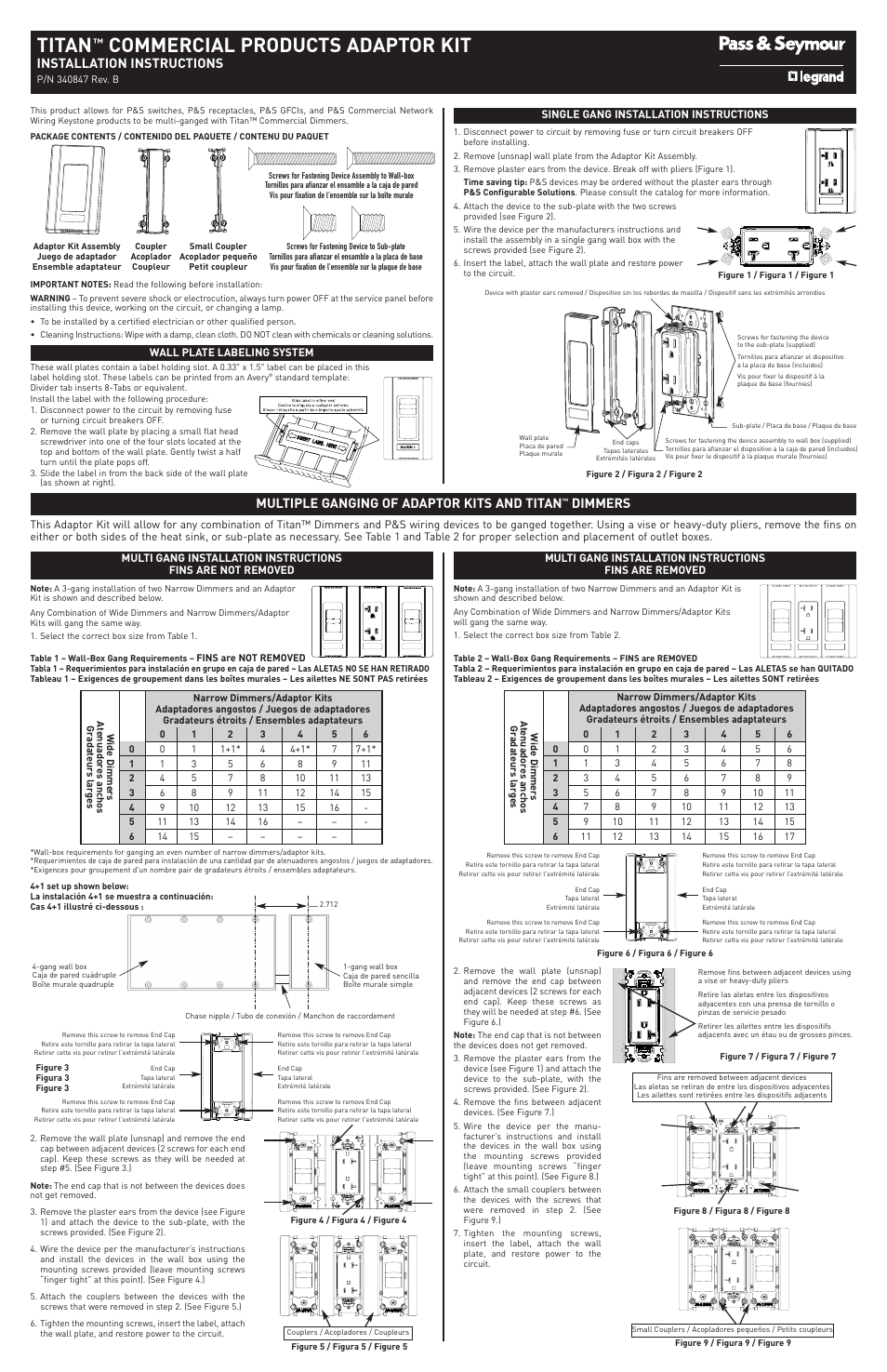 Legrand CDADAPTORKITBK User Manual | 2 pages