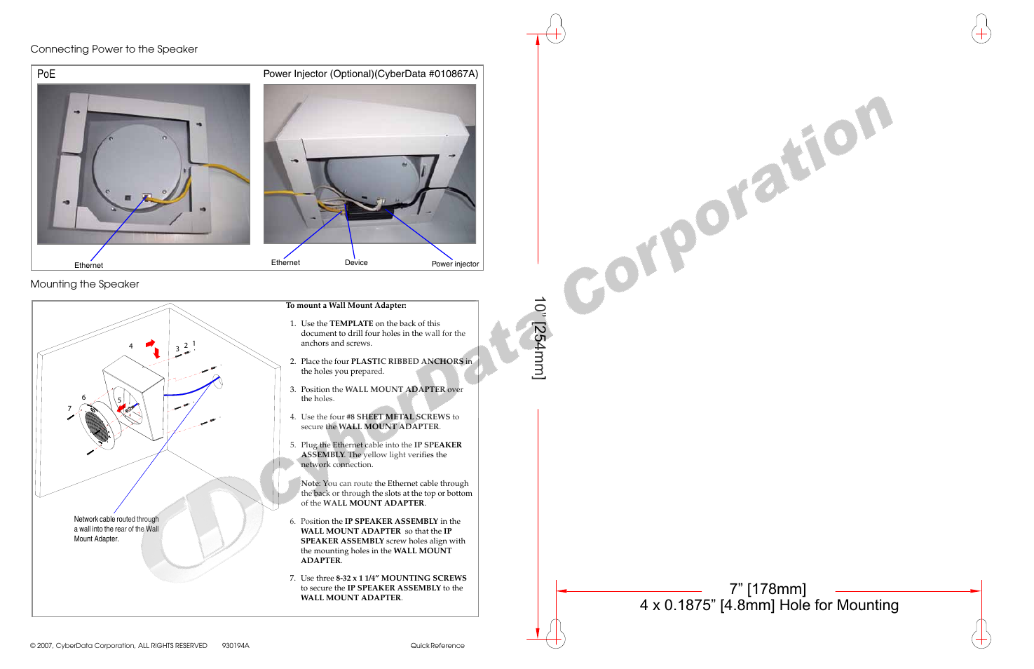 CyberData Wall Mount Adaptor 010882 User Manual | Page 2 / 2