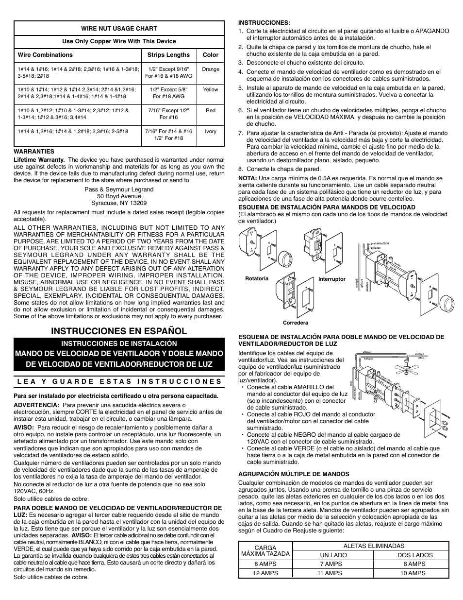 Instrucciones en español | Legrand 94812I User Manual | Page 2 / 4