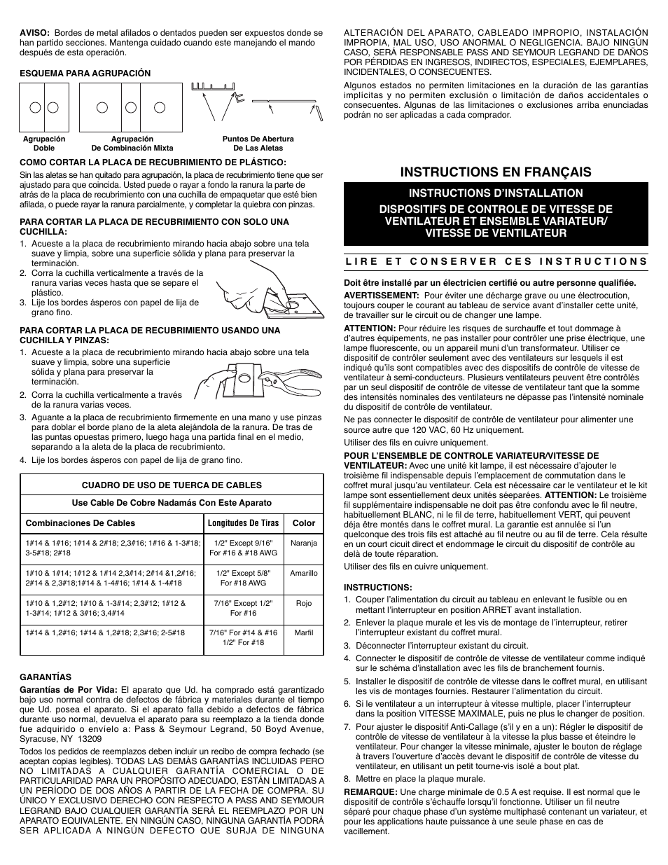 Instructions en français | Legrand 94812I User Manual | Page 3 / 4