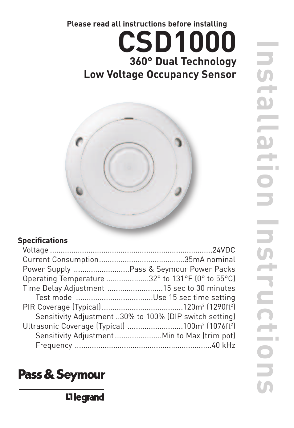 Legrand CSD1000 User Manual | 13 pages