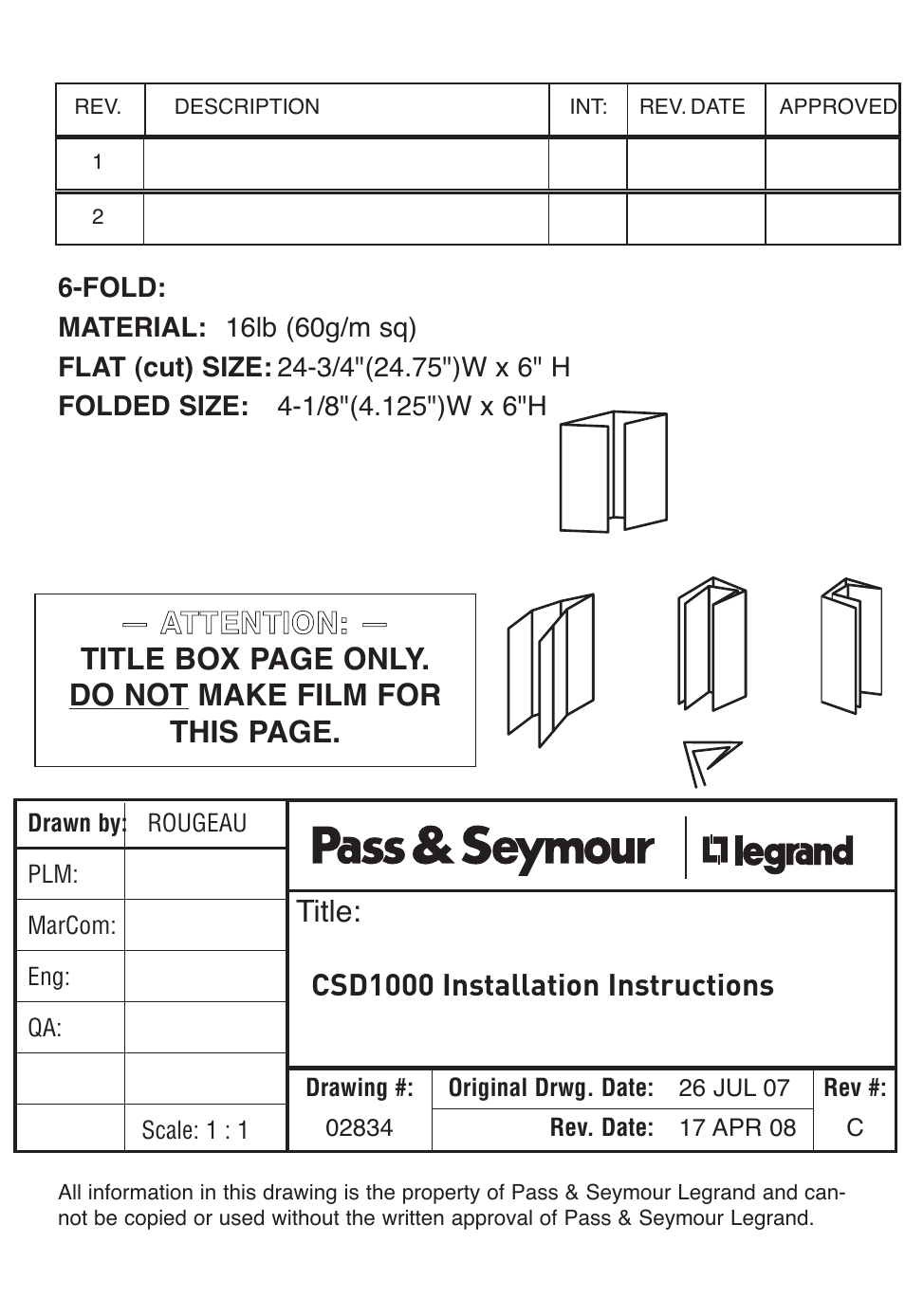 Title: csd1000 installation instructions | Legrand CSD1000 User Manual | Page 13 / 13