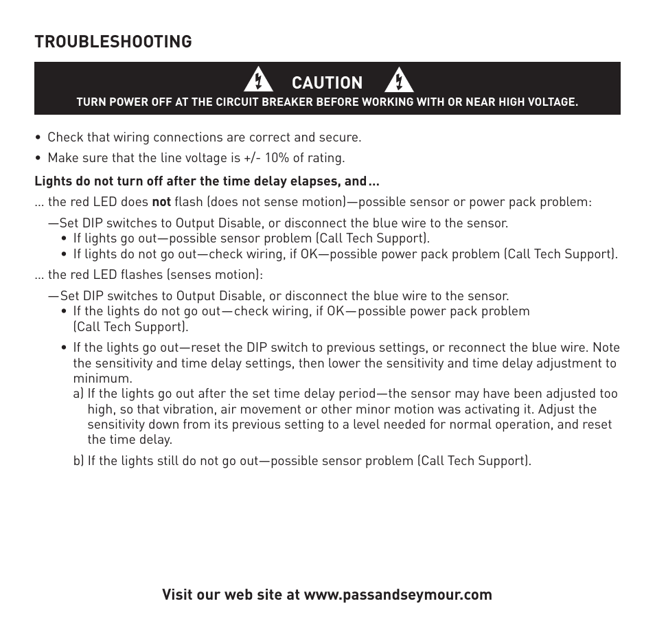 Troubleshooting, Caution | Legrand CSU Series 32 kHz User Manual | Page 8 / 12