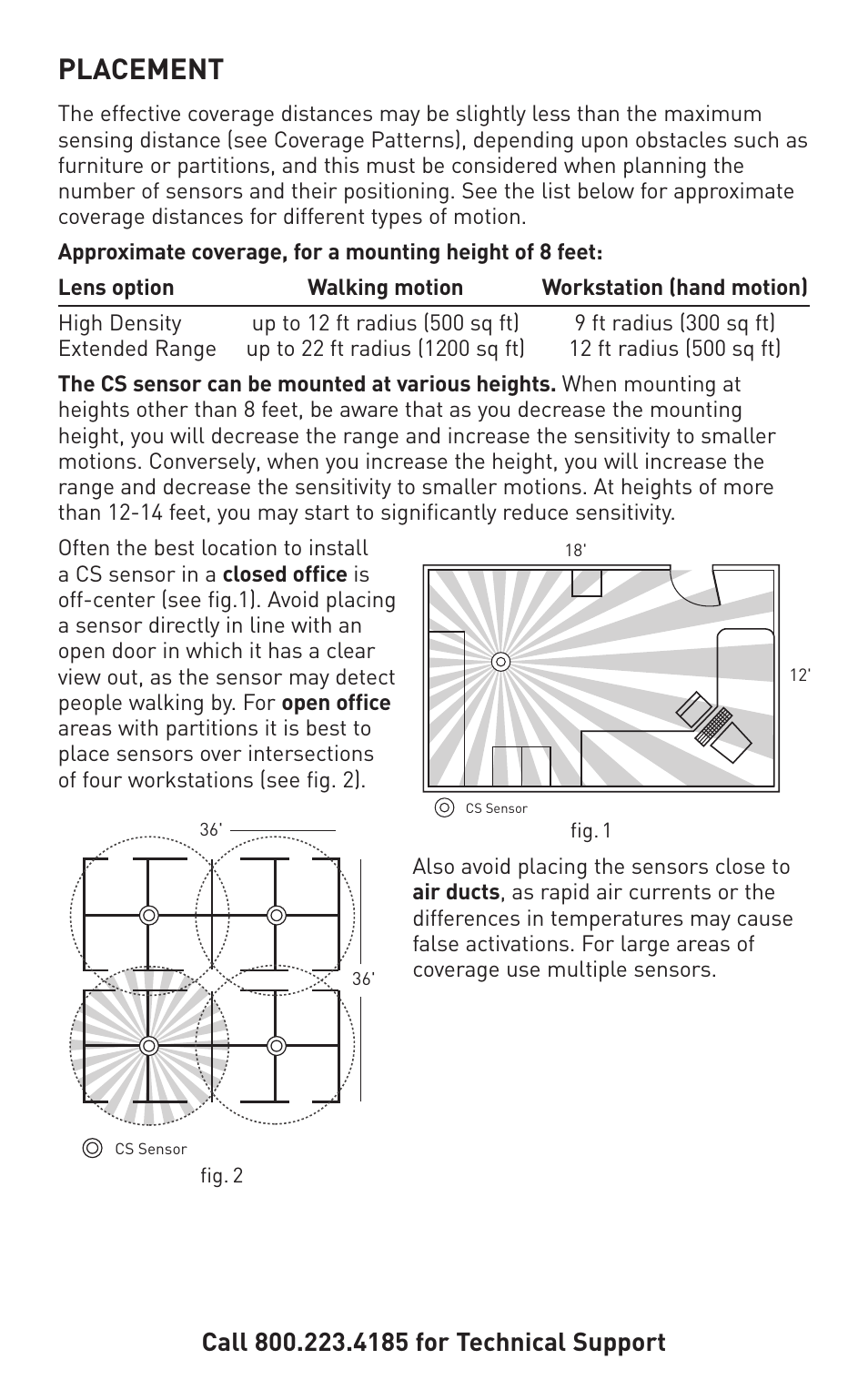 Placement | Legrand CS Series 360° PIR User Manual | Page 3 / 8