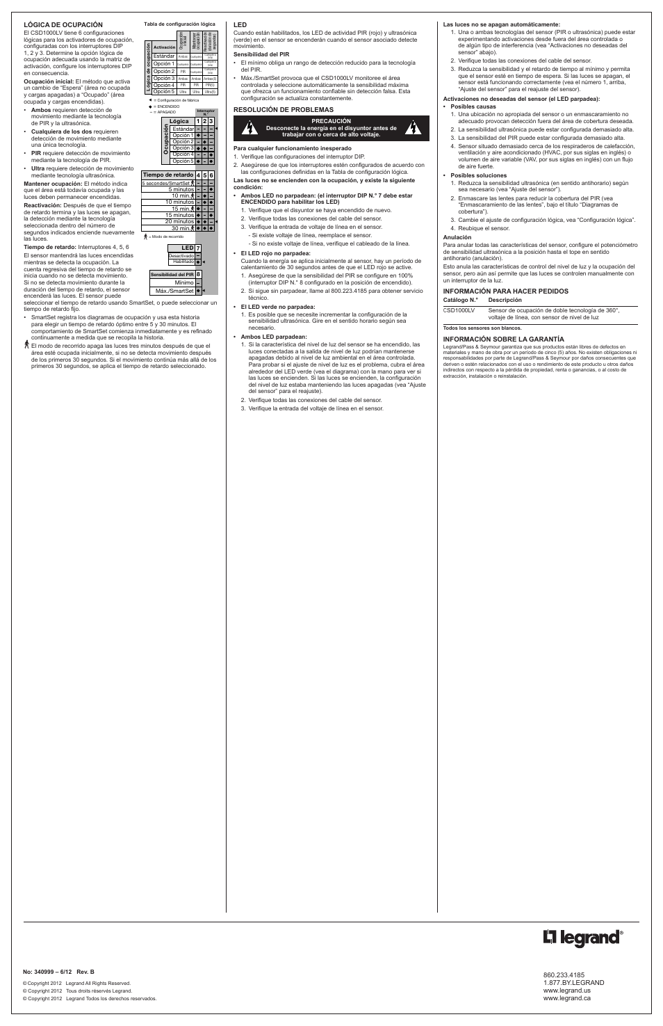 Legrand CSD1000LV User Manual | Page 4 / 4