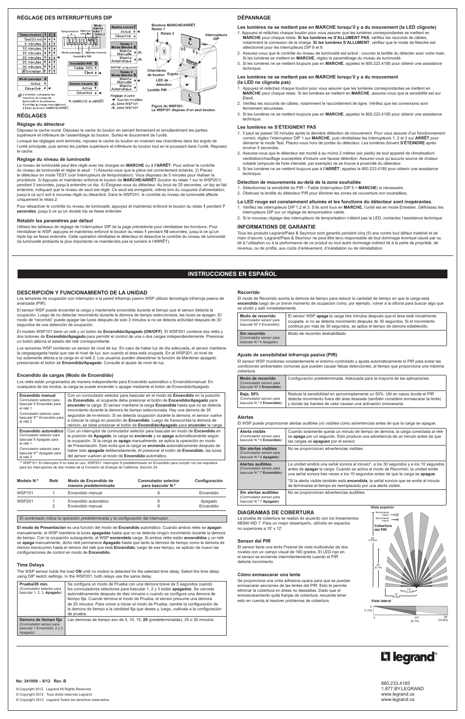 Instrucciones en español | Legrand WSP101 User Manual | Page 3 / 4