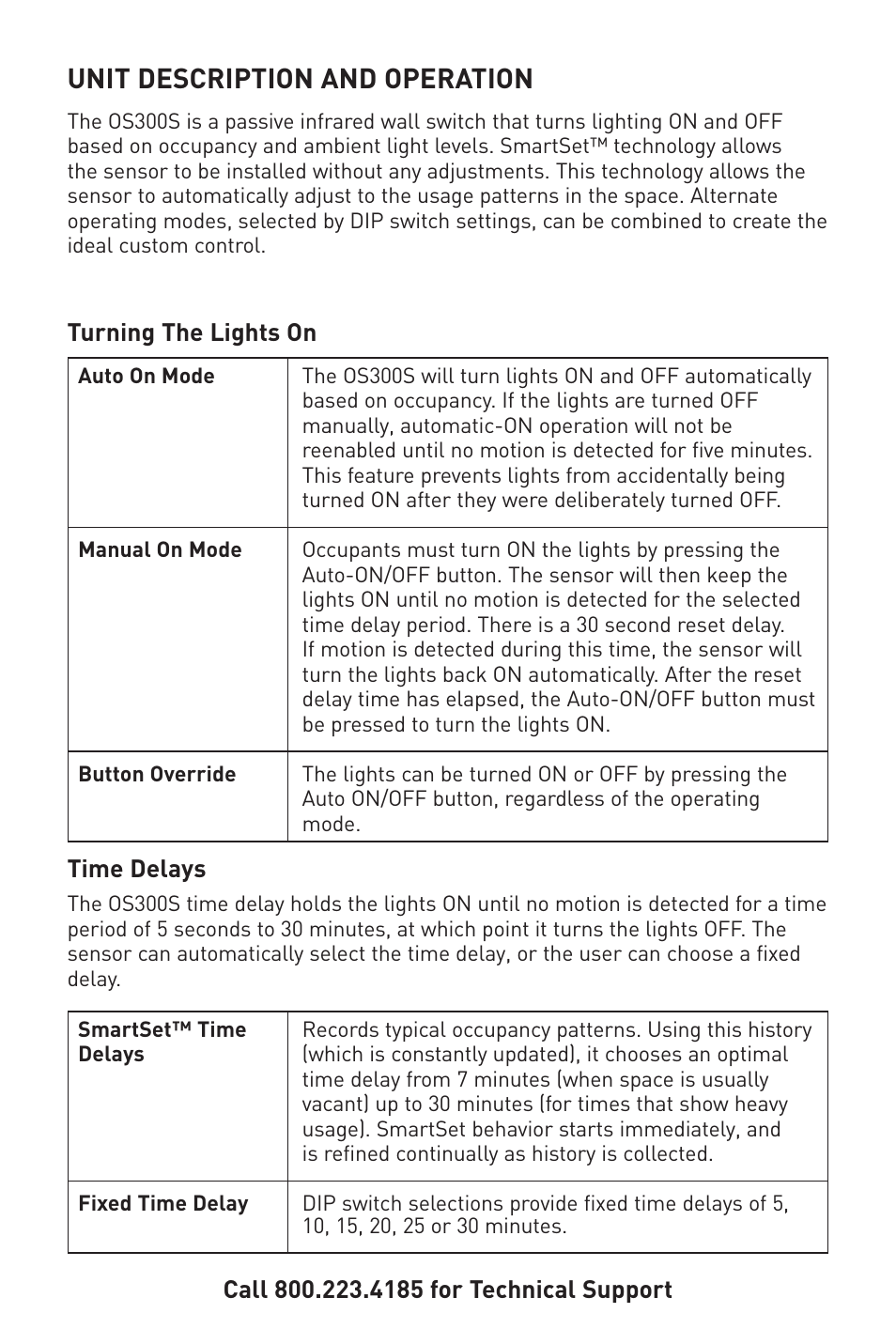 Unit description and operation | Legrand OS300S 120/277VAC User Manual | Page 2 / 8