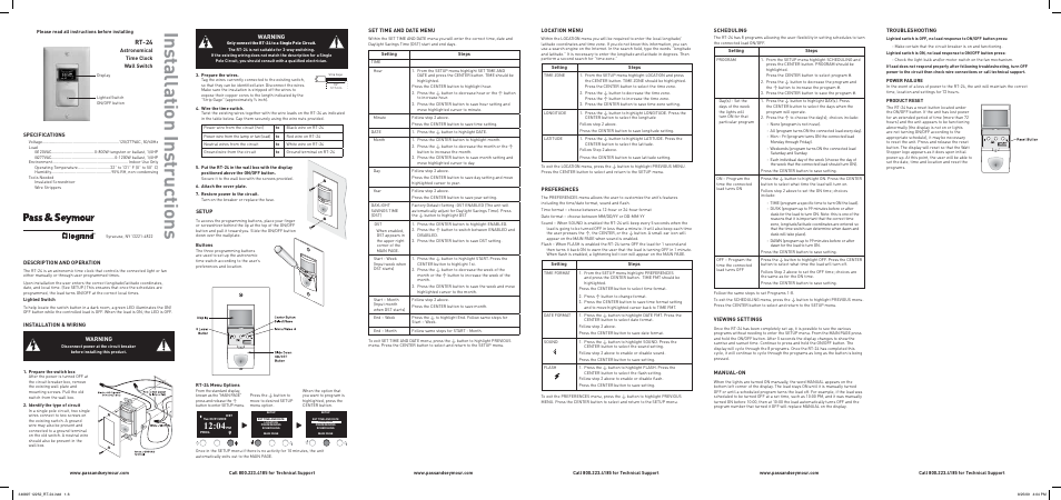 Legrand RT-24 User Manual | 3 pages