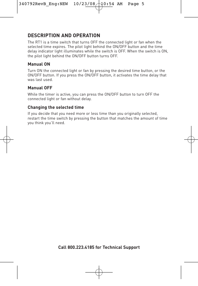 Description and operation | Legrand RT1 User Manual | Page 4 / 7