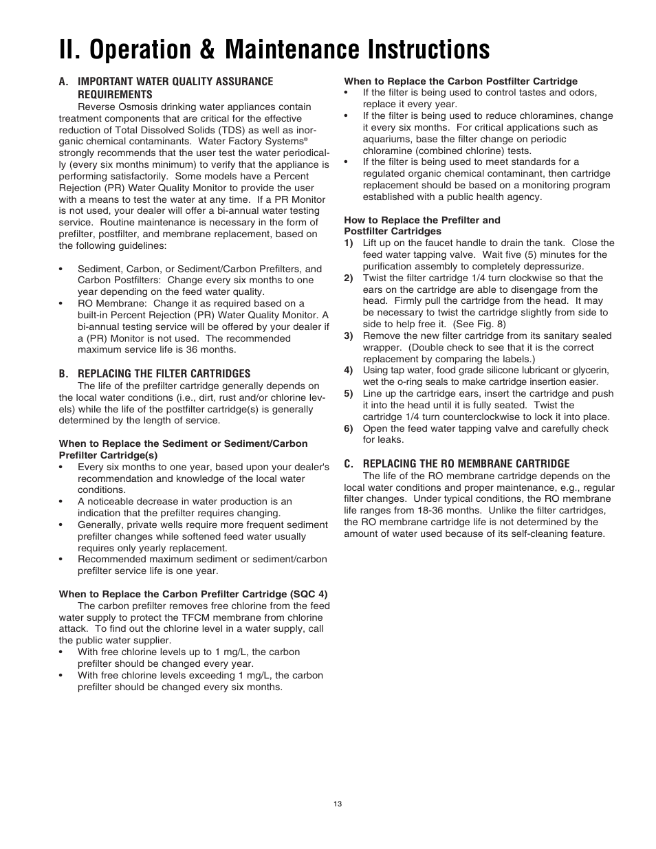 Ii. operation & maintenance instructions | Cuno SQC Series User Manual | Page 14 / 17
