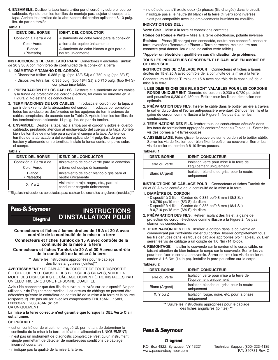 Instructions dʼinstallation pour | Legrand L530CGCM User Manual | Page 2 / 2