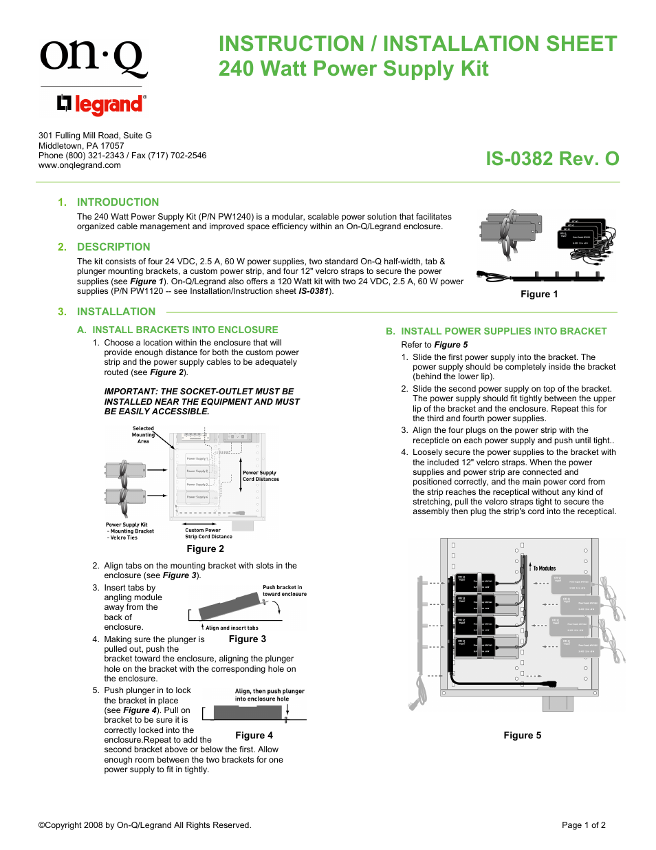 Legrand PW1240 User Manual | 2 pages