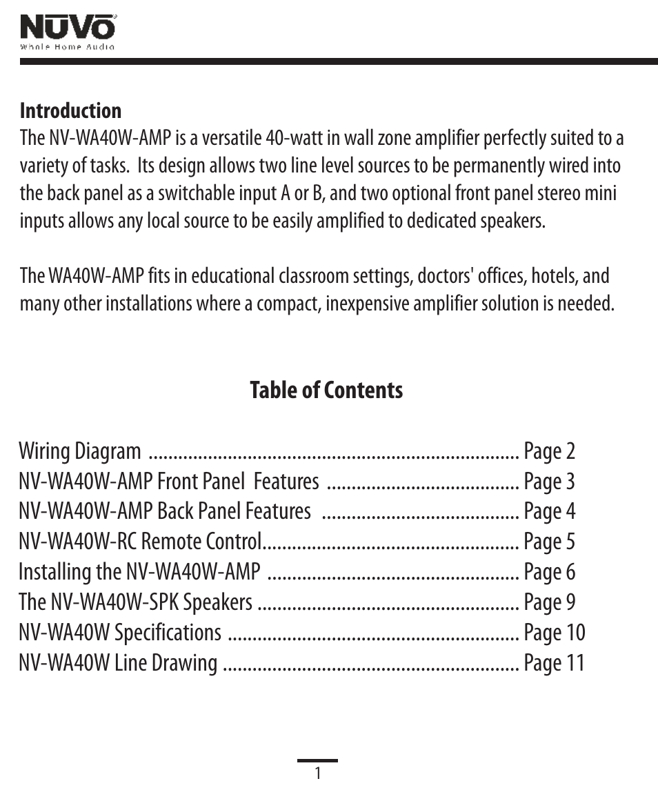 Introduction | Legrand NV-WA40W User Manual | Page 2 / 16