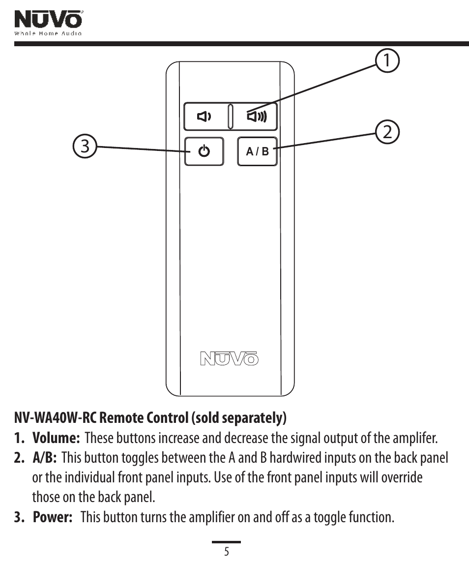 Remote features | Legrand NV-WA40W User Manual | Page 6 / 16