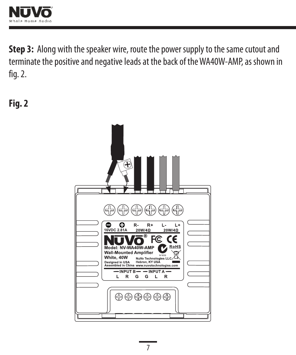 Power supply | Legrand NV-WA40W User Manual | Page 8 / 16