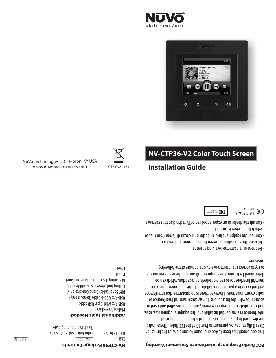 Legrand NV-CTP36-V2 User Manual | 2 pages