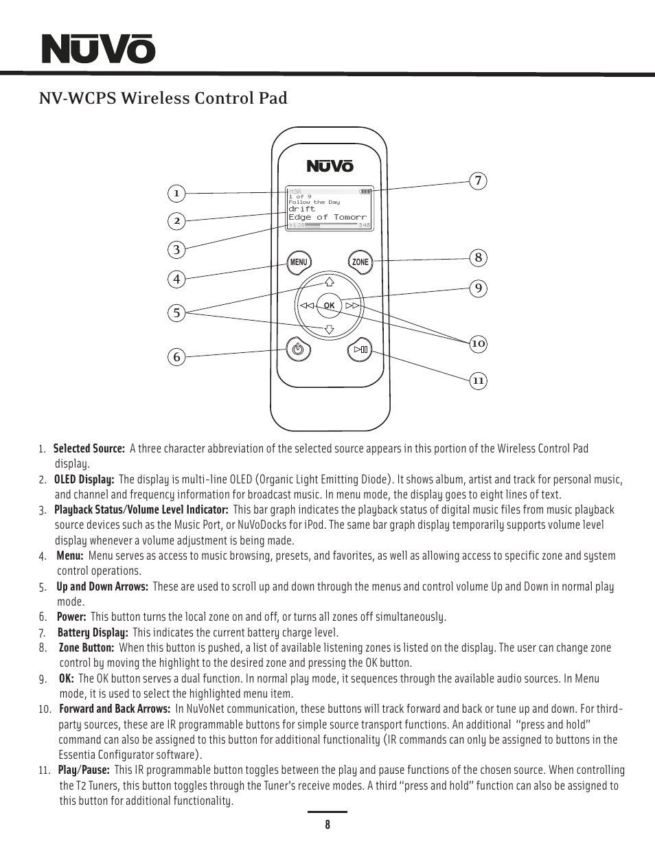 Nv-wcps wireless control pad | Nuvo ESSENTIA NV-E6GXS User Manual | Page 12 / 48