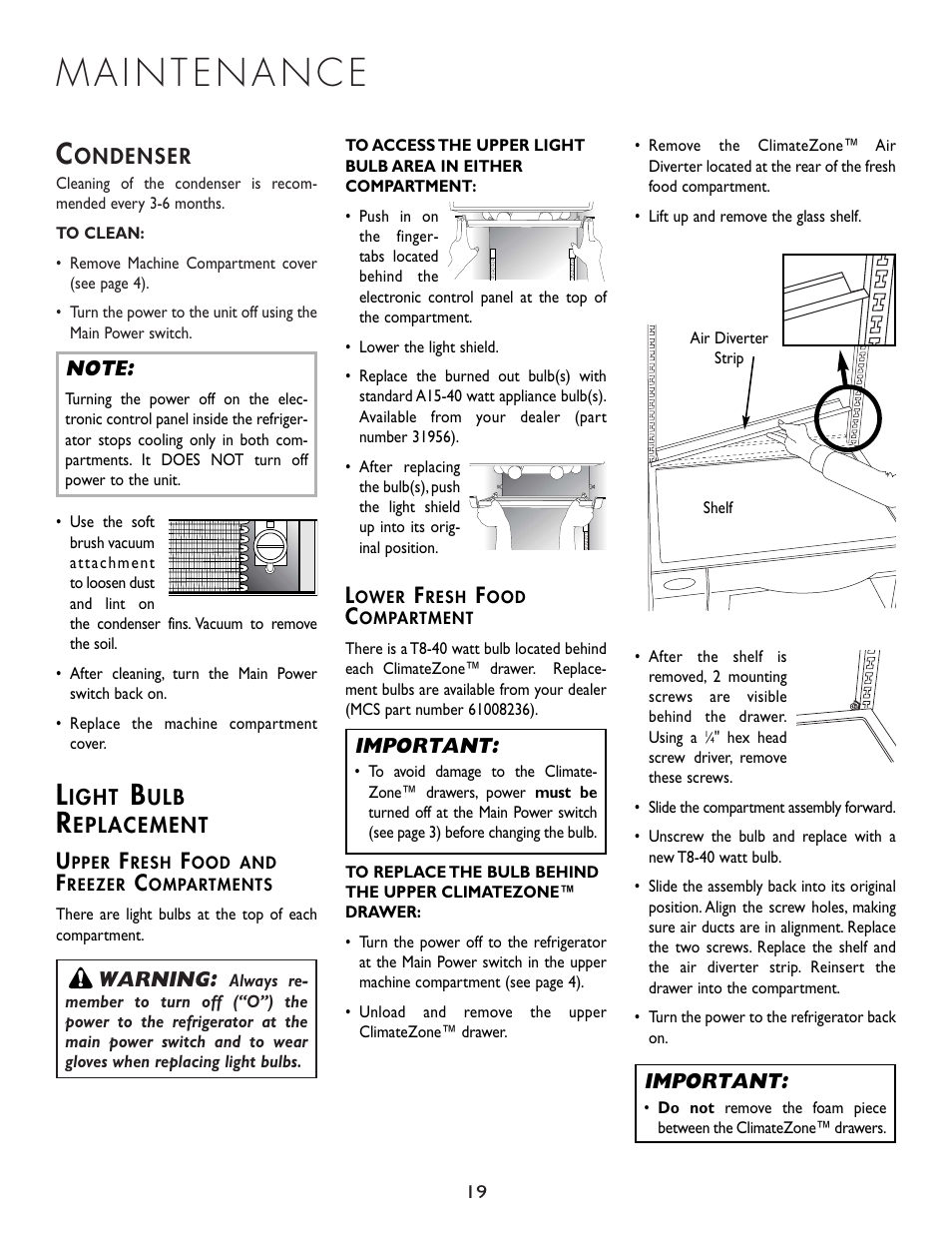 Warning, Important | Cuno 111405-1 User Manual | Page 20 / 80