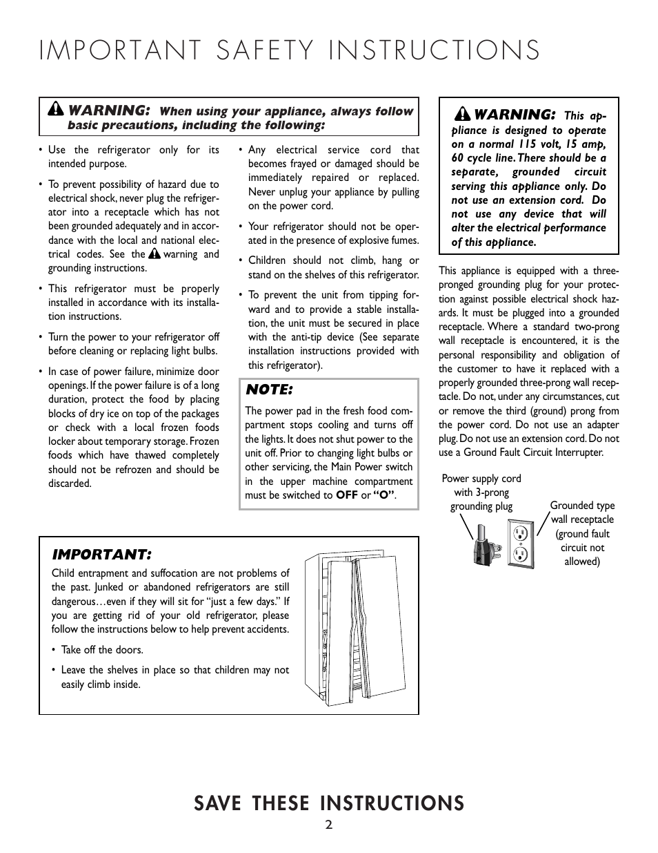 Save these instructions, Warning, Important | Cuno 111405-1 User Manual | Page 3 / 80