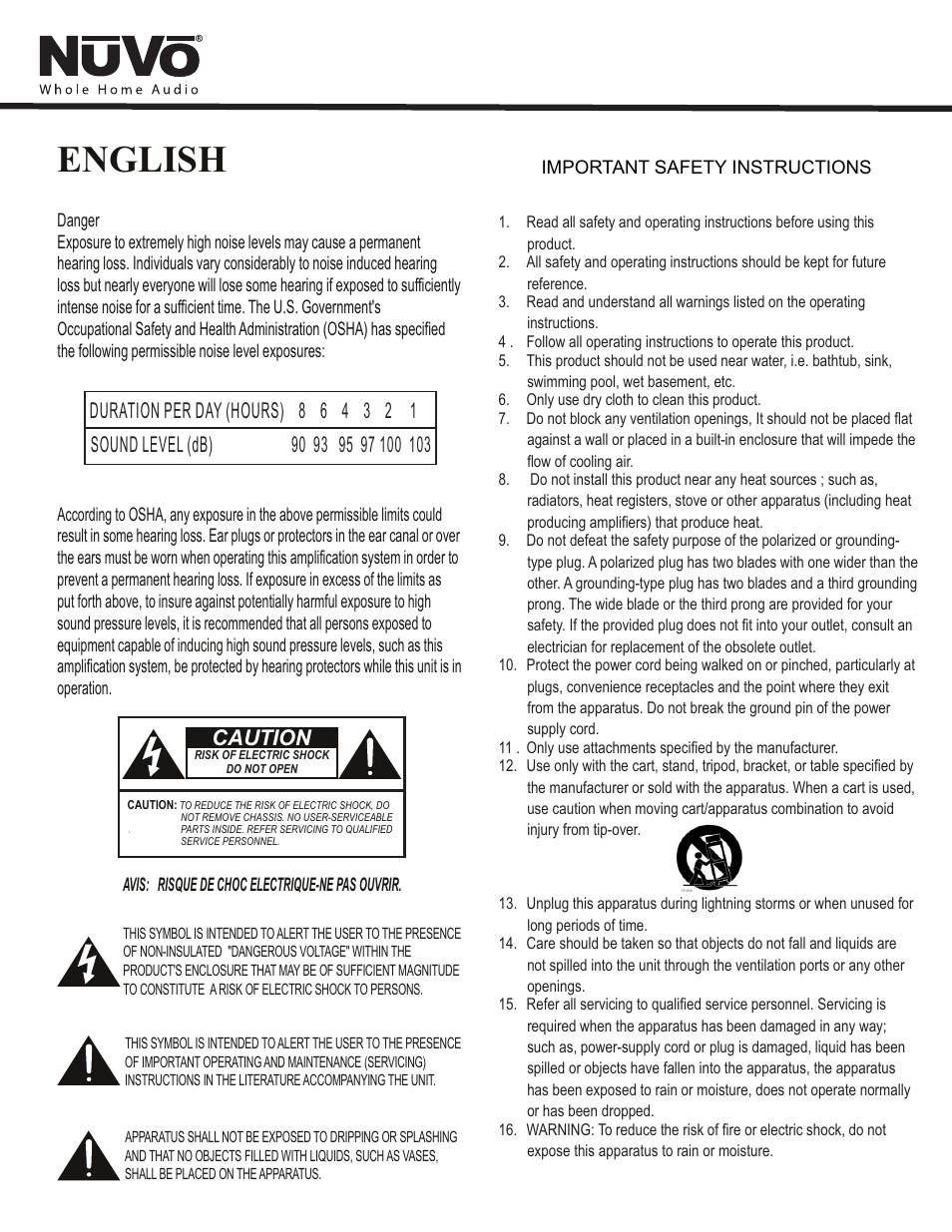 English, Caution | Legrand NV-MPS4V2 User Manual | Page 4 / 28