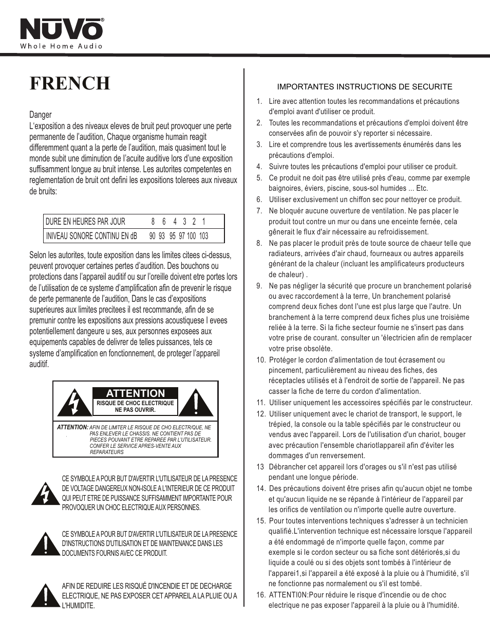 French, Attention | Legrand NV-MPS4V2 User Manual | Page 5 / 28