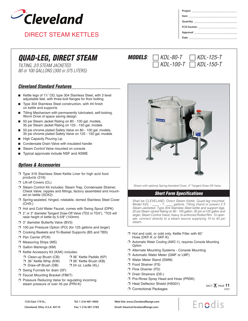 Cleveland Range KDL-80-T User Manual | 2 pages