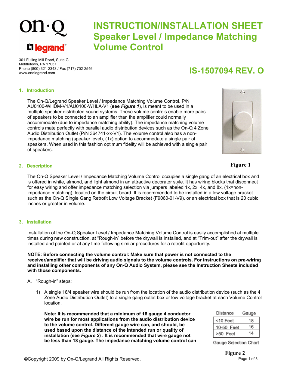 Legrand AU0100-WHLA-V1 User Manual | 9 pages