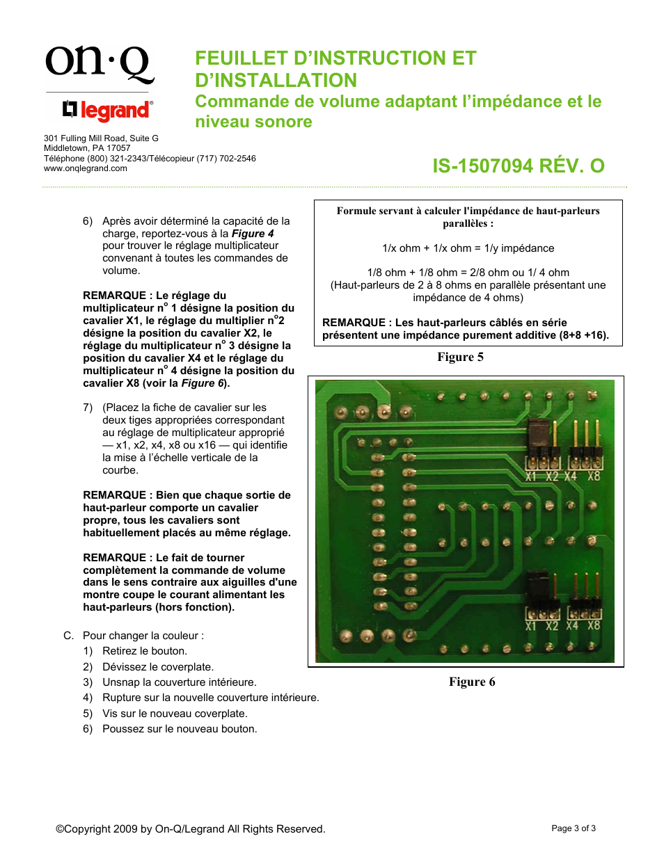 Feuillet d’instruction et d’installation | Legrand AU0100-WHLA-V1 User Manual | Page 6 / 9