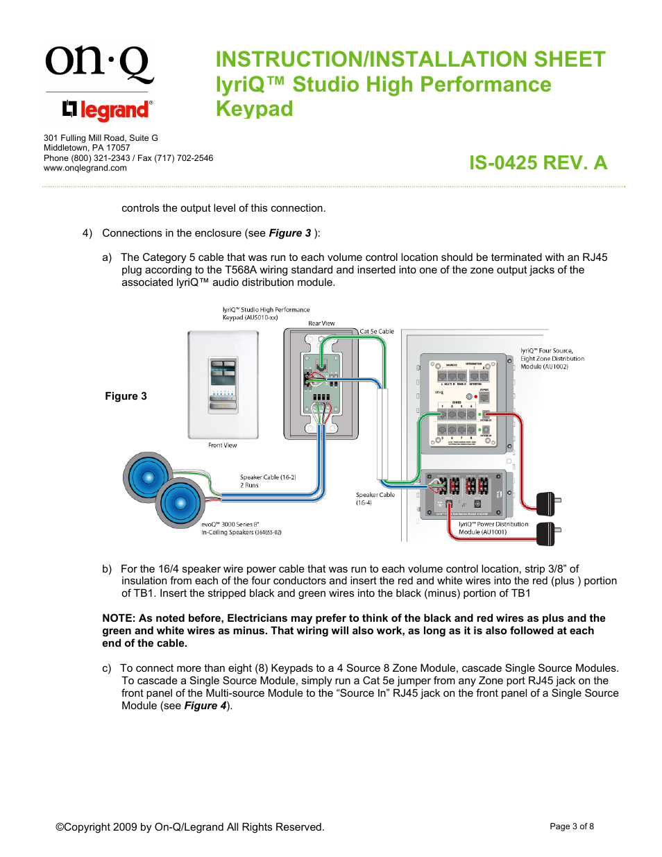 Is-0425 rev. a | Legrand AU5010-XX User Manual | Page 3 / 8