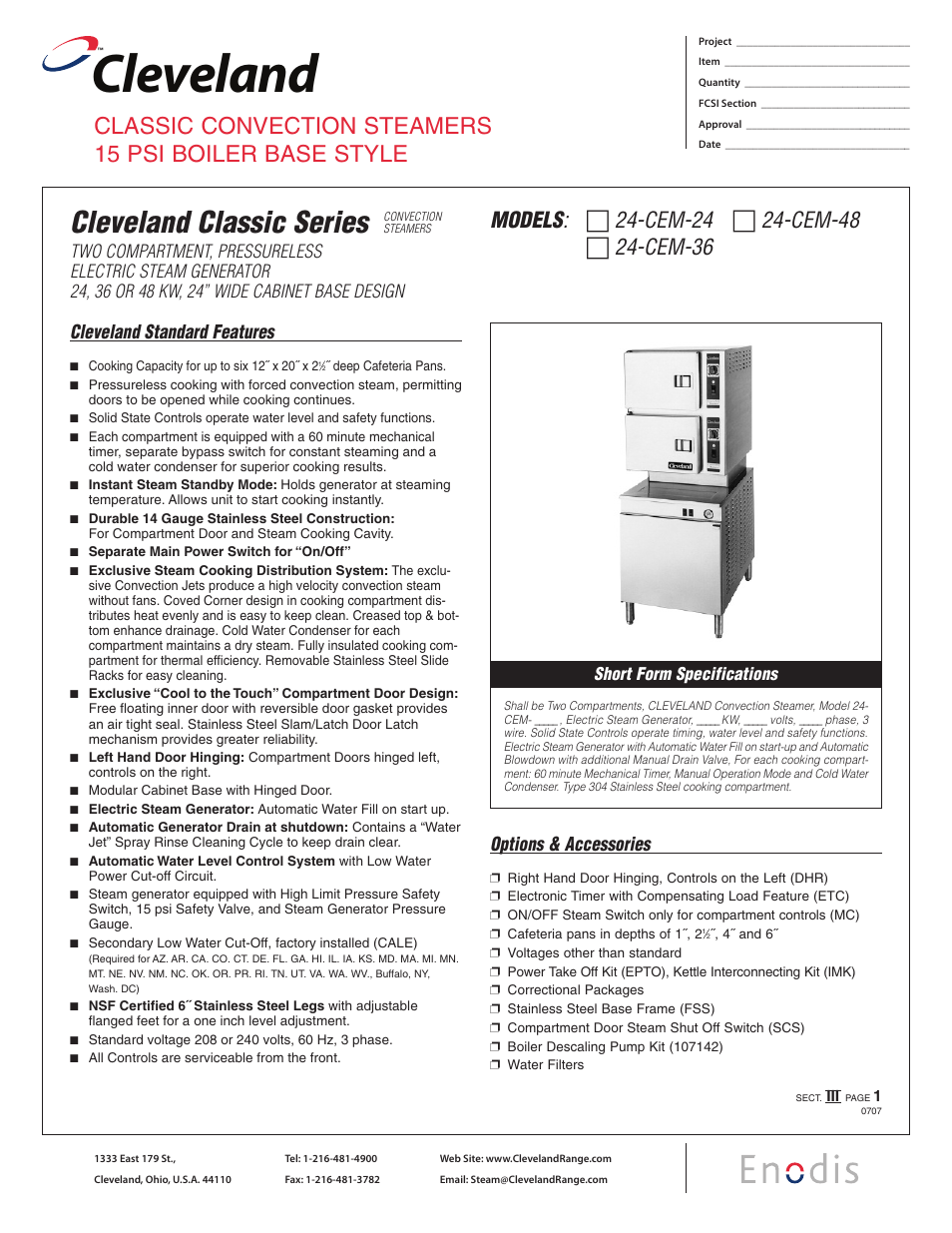 Cleveland Range 24-CEM-48 User Manual | 2 pages