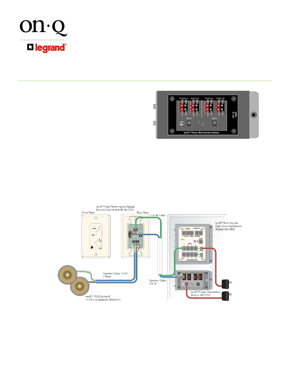 Legrand AU1001 User Manual | 2 pages