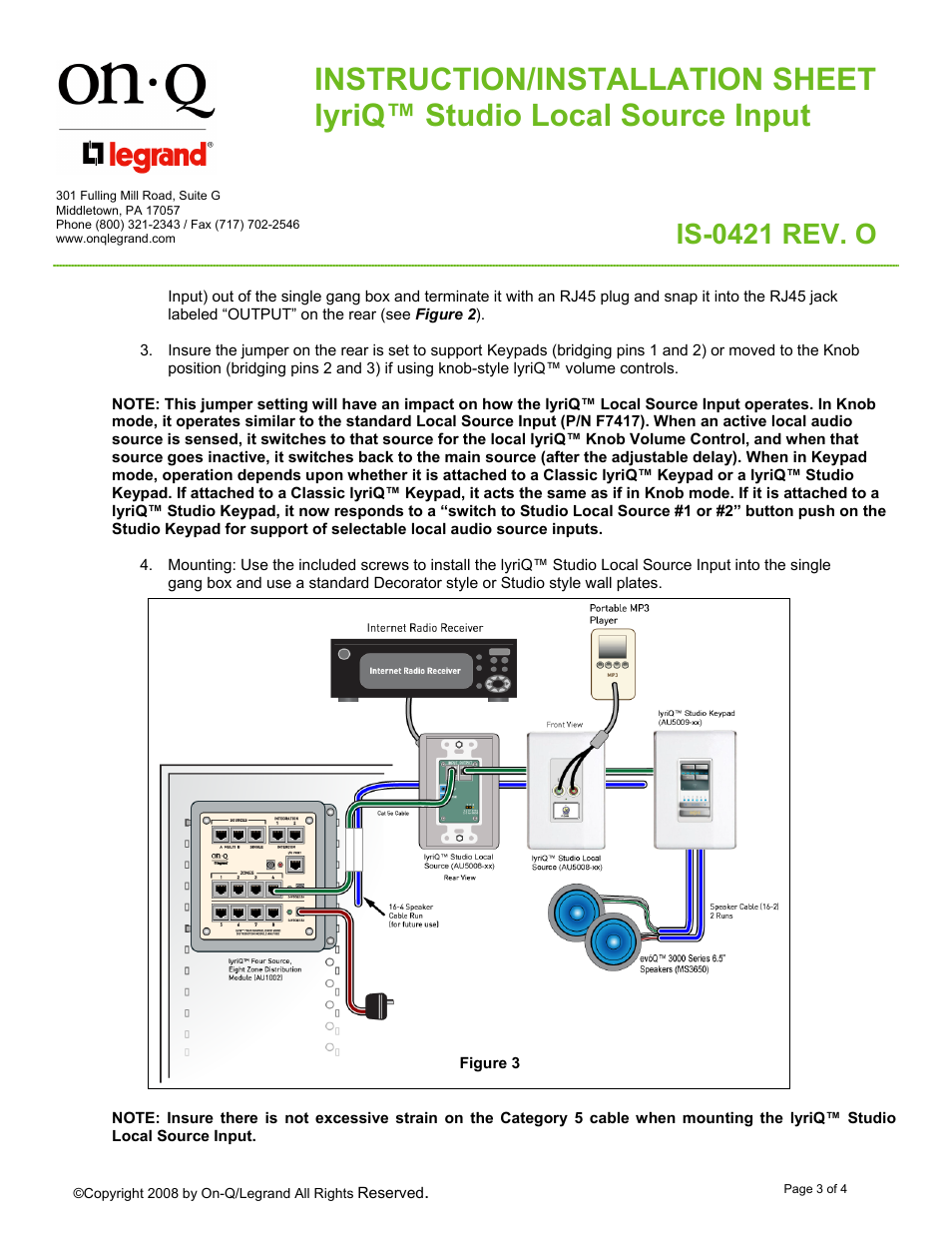 Is-0421 rev. o | Legrand AU5008-XX User Manual | Page 3 / 4