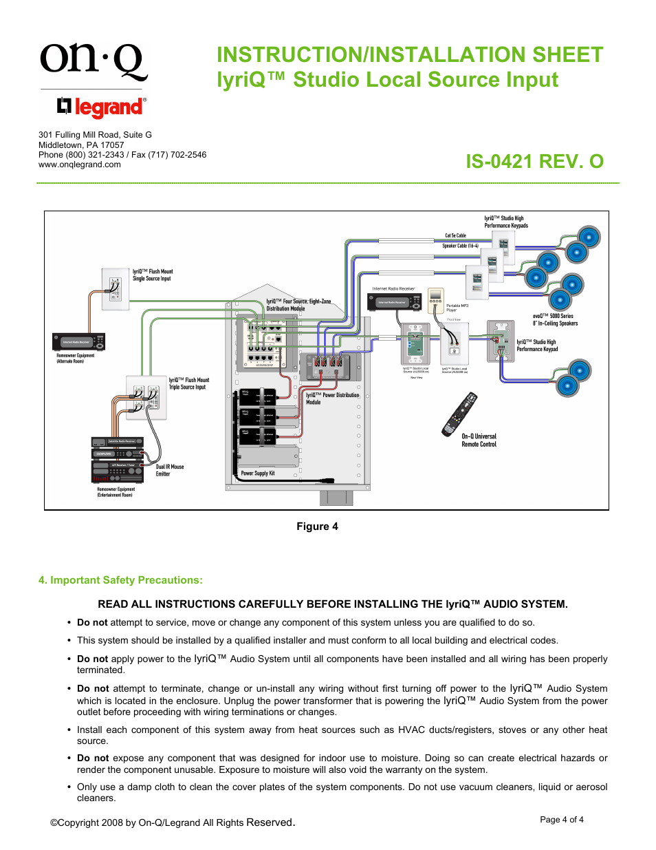 Is-0421 rev. o | Legrand AU5008-XX User Manual | Page 4 / 4