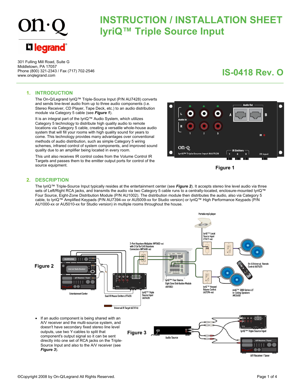 Legrand AU7428 User Manual | 4 pages