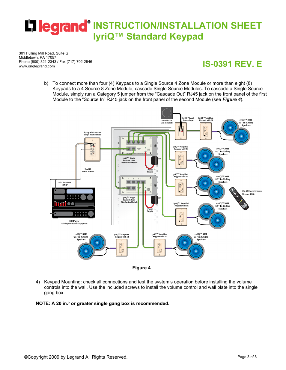 Is-0391 rev. e | Legrand AU7394-XX User Manual | Page 3 / 8