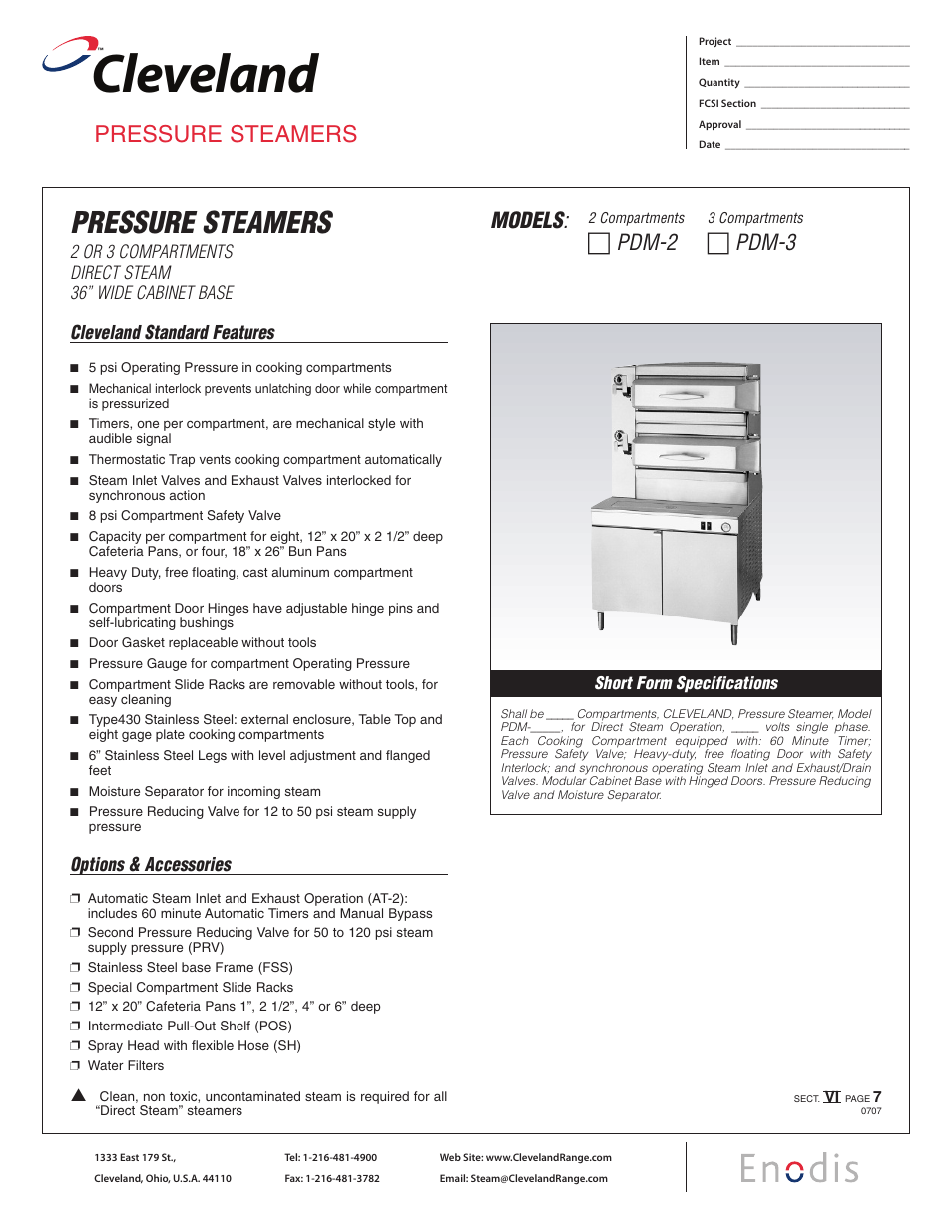 Cleveland Range Enodis PDM-2 User Manual | 2 pages